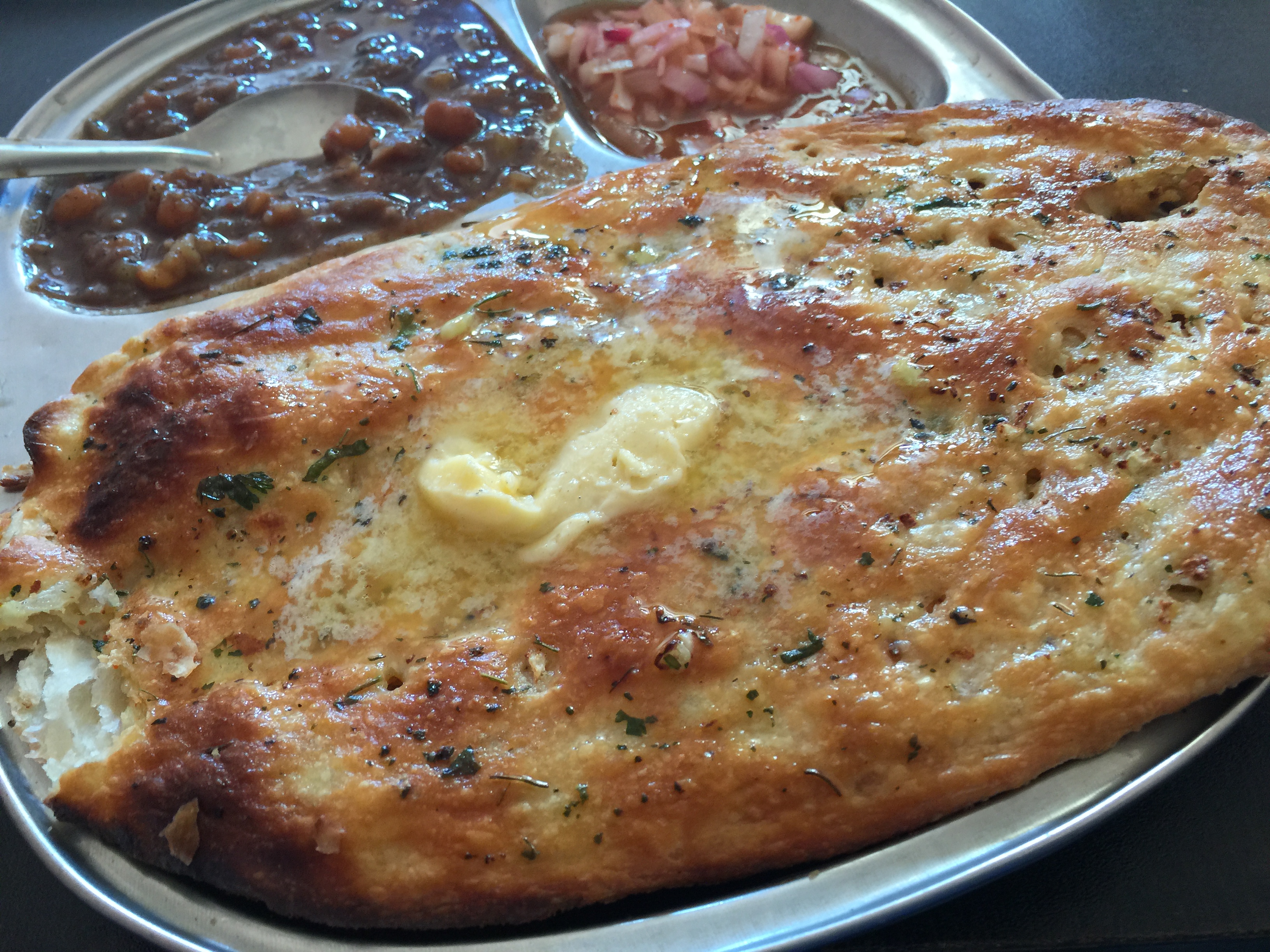 Amritsari kulcha with chole