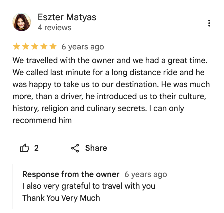 Google review by Eszter Matyas for Amritsar Travels